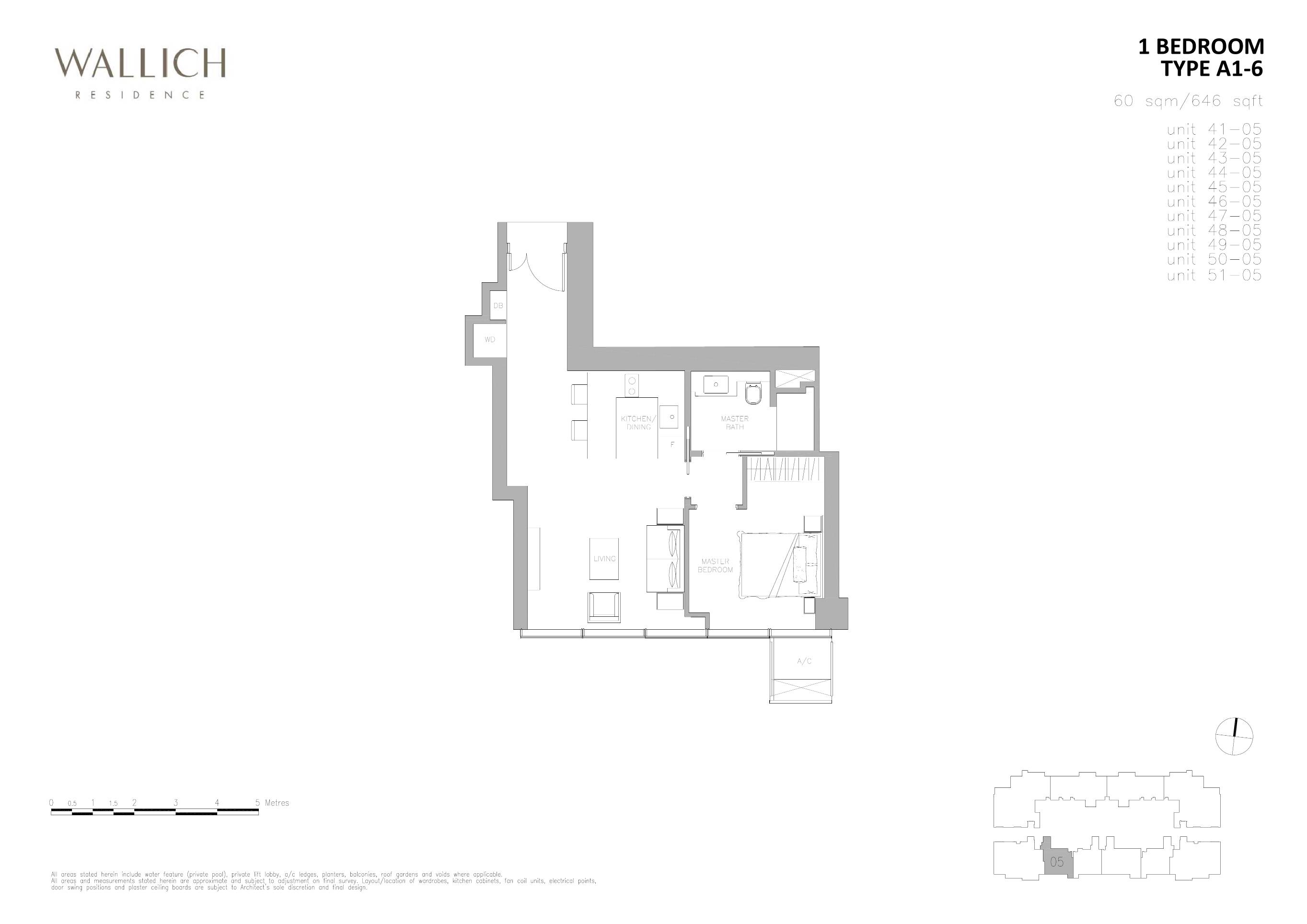 Wallich Residence 1 Bedroom Floor Plan 6